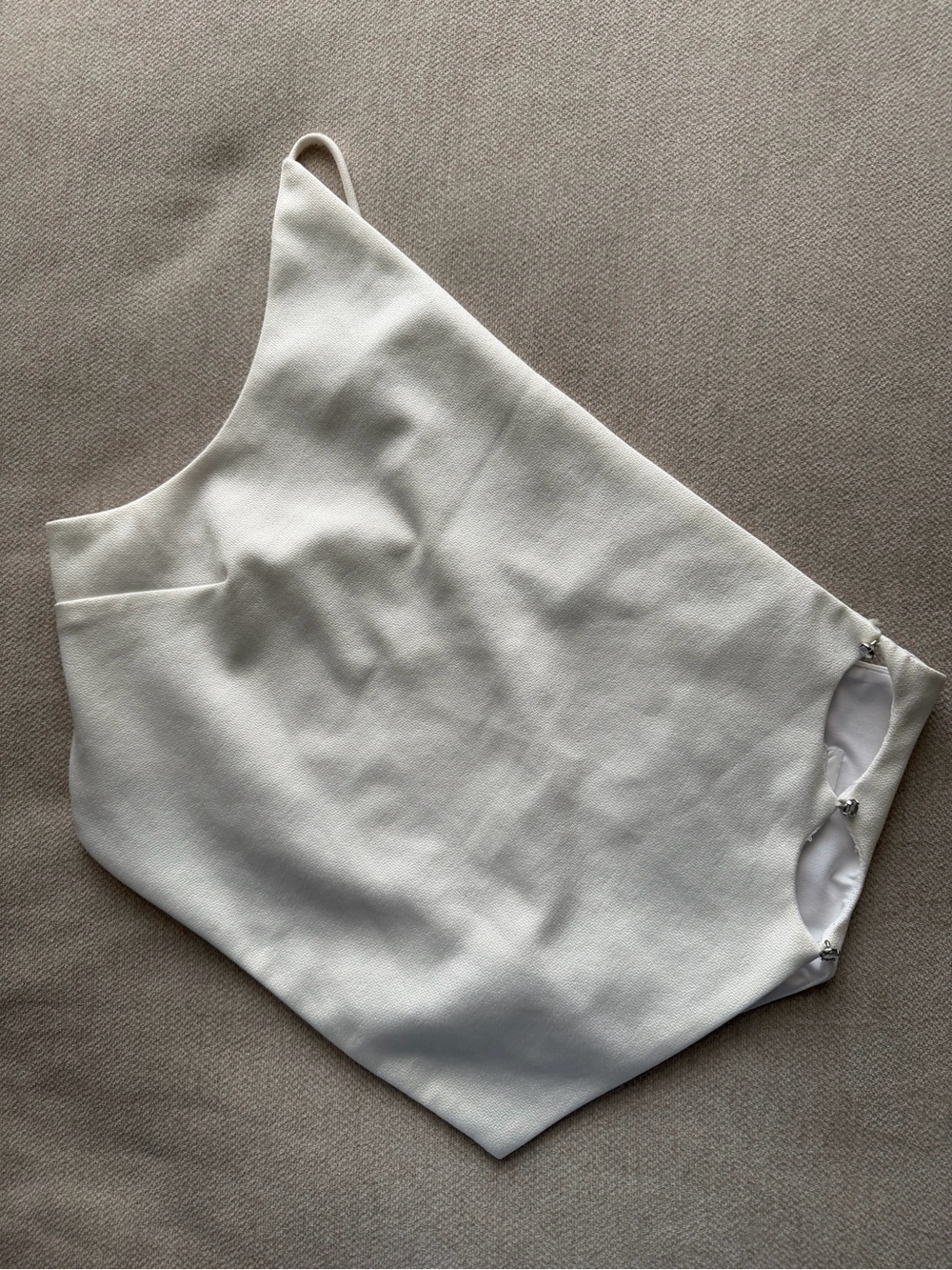 Zara White Asymmetric One-Shoulder Top